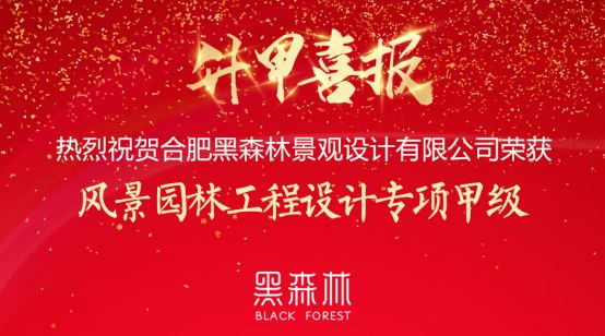 热烈祝贺黑森林荣获风景园林工程设计专项甲级！